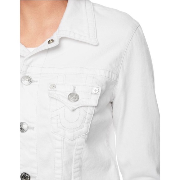 New! True Religion White Trucker Denim Jacket - Picture 3 of 8
